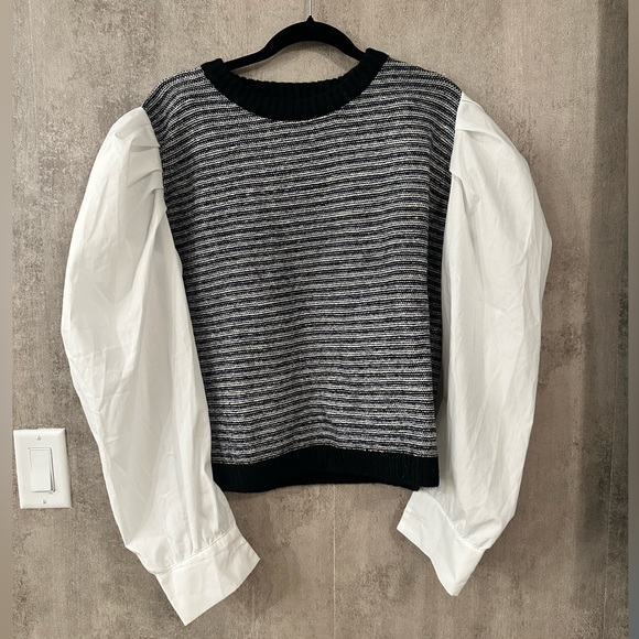 NASTY GAL Poplin Puff Sleeve Sweater - Picture 2 of 4